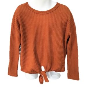 Caution To The Wind Thermal Tie Front Long Sleeve Tee